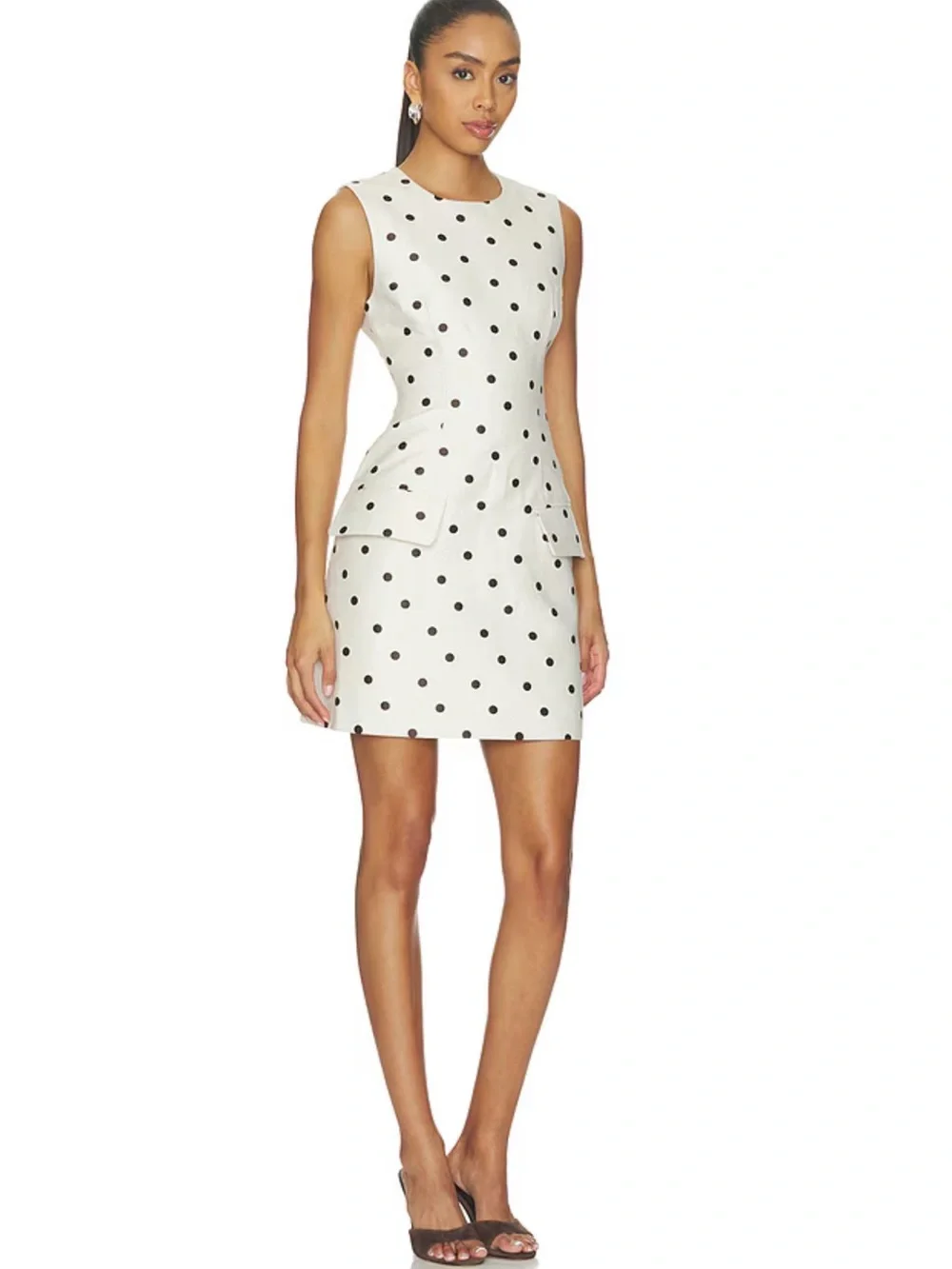 Revolve Baum Und pfergarten White Polka Dot Sleeveless Peplum Mini Dress